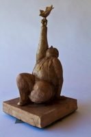 One True Thing - Michael Hermesh, Ceramic, 16 X 8 X 8 Inches, Ceramic and Bronze Sculpture by Michael Hermesh