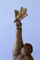 One True Thing - Michael Hermesh, Ceramic, 16 X 8 X 8 Inches, Ceramic and Bronze Sculpture by Michael Hermesh