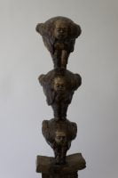 Parable of the Self Made Man - Michael Hermesh, Ceramic, 24.5 X 9.5 X 6.5 Inches, Ceramic and Bronze Sculpture by Michael Hermesh