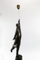 Pocketa-Pocketa-Pocketa - Michael Hermesh, Bronze, 29 x 8 x 6.5 Inches plus Balloon, Ceramic and Bronze Sculpture by Michael Hermesh