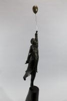 Pocketa-Pocketa-Pocketa - Michael Hermesh, Bronze, 29 x 8 x 6.5 Inches plus Balloon, Ceramic and Bronze Sculpture by Michael Hermesh