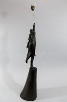 Pocketa-Pocketa-Pocketa - Michael Hermesh, Bronze, 29 x 8 x 6.5 Inches plus Balloon, Ceramic and Bronze Sculpture by Michael Hermesh