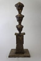 Parable of the Self Made Man - Michael Hermesh, Ceramic, 24.5 X 9.5 X 6.5 Inches, Ceramic and Bronze Sculpture by Michael Hermesh