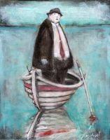 The Captain, Acrylic on Panel, 10.75 x 8.5 inches, Paintings by Michael Hermesh, Michael Hermesh's New Show