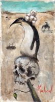 The Flawed Totem, Acrylic on Panel, 15.25 x 8.25 inches, Paintings by Michael Hermesh, Michael Hermesh's New Show